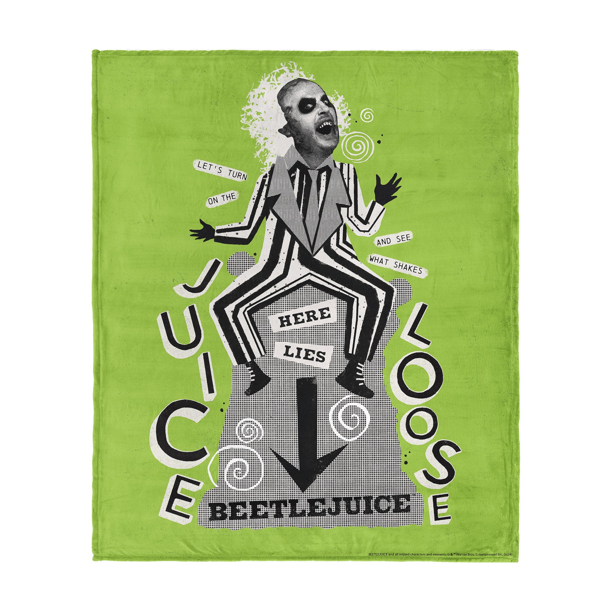 Warner Bros. Beetlejuice Juice Is Loose Silk Touch Throw Blanket 40X50 Inches, GREEN, hi-res image number 0