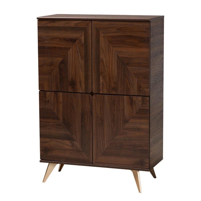 Graceland Mid-Century Modern Transitional Walnut Brown Finished Wood Shoe Cabinet, WALNUT BROWN, hi-res image number null