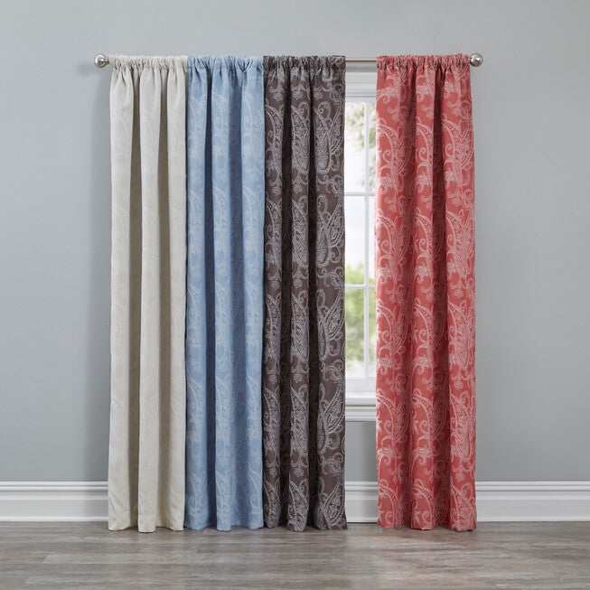 Sun Zero® Pedra Paisley Embroidery Back Tab Curtain Panel, , on-hover image number null