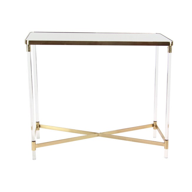 Clear Contemporary Acrylic Console Table, 32 x 44, BROWN, hi-res image number null