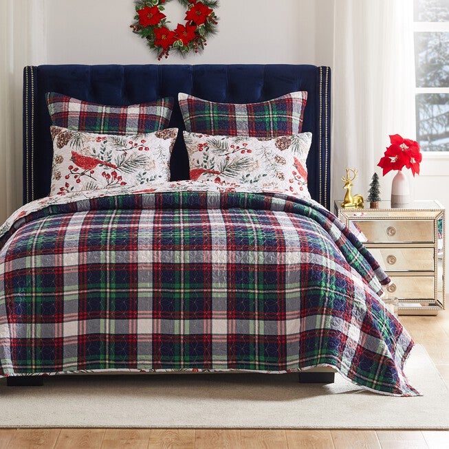Cardinal Plaid Winter Wonderland Quilt Set, Red, 2-Piece Twin, RED, alternate image number 2