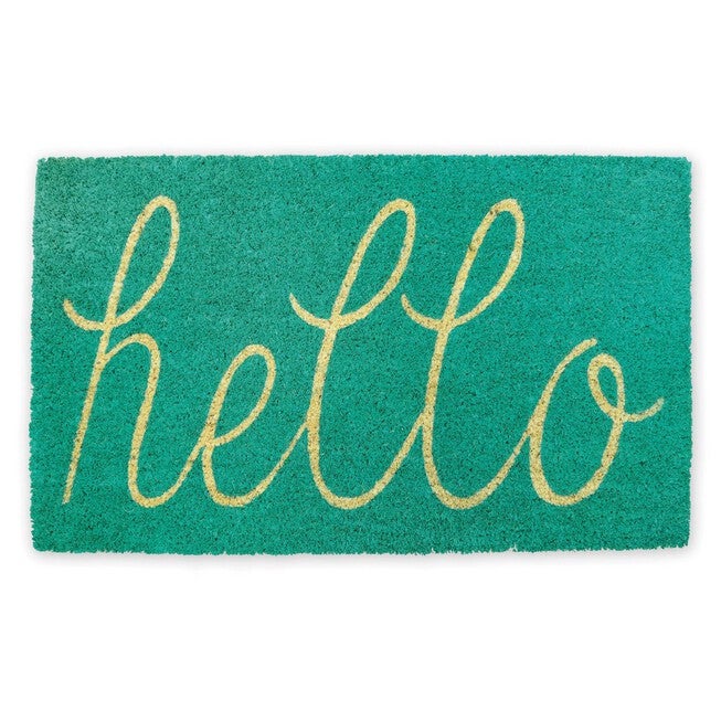 Aqua Hello Doormat, BLUE, hi-res image number 0