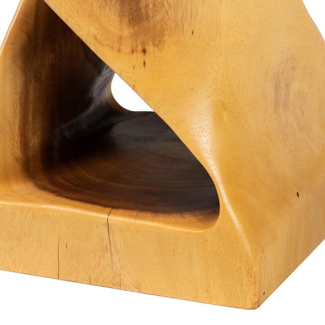 Rapha Hand-carved Suar Wood Side Table, NATURAL BROWN, alternate image number null