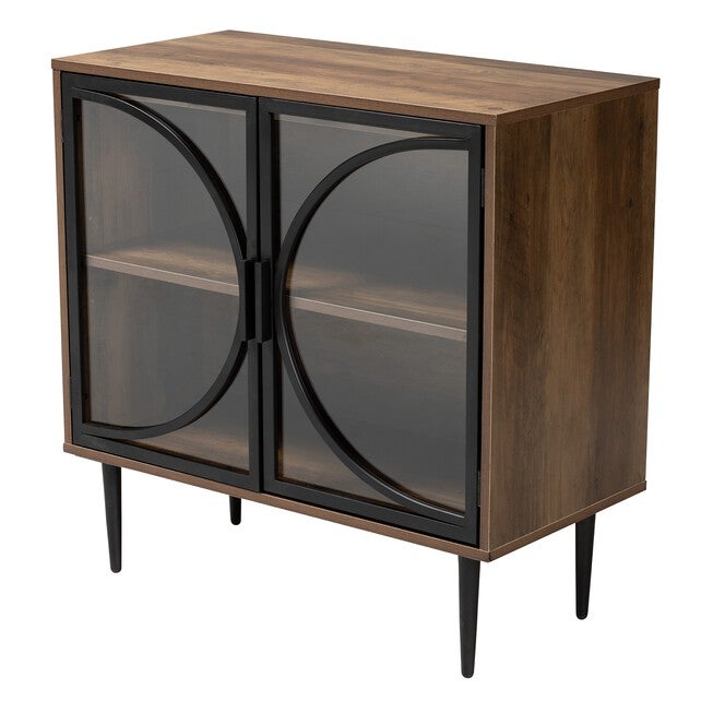 Carter Mid-Century Modern Industrial Walnut Brown Finished Wood And Black Metal 2-Door Sideboard, WALNUT BROWN BLACK, hi-res image number 0