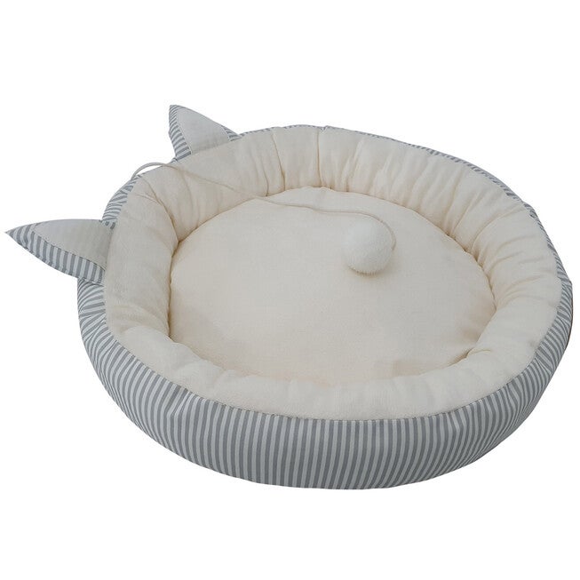 Stripe Printing poly-cotton cozy round cat bed , 21 inch, , alternate image number 2