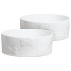 Set Of Two Large Manor White Pet Dog Bowls, WHITE, hi-res image number null