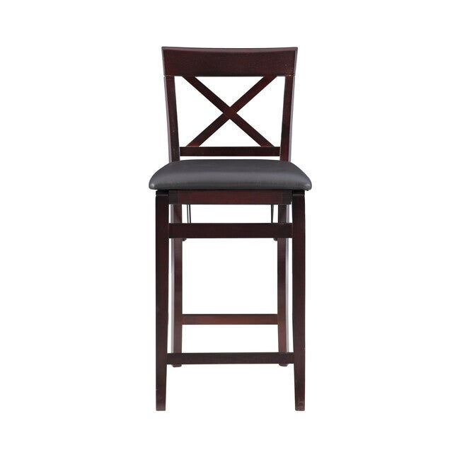 Triena X Back Folding Counter Bar Stool, BROWN, hi-res image number 0