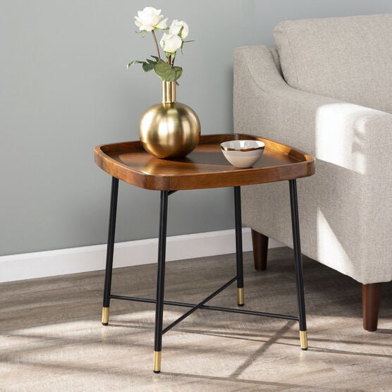 Morling Midcentury Modern Square End Table, BROWN, hi-res image number null
