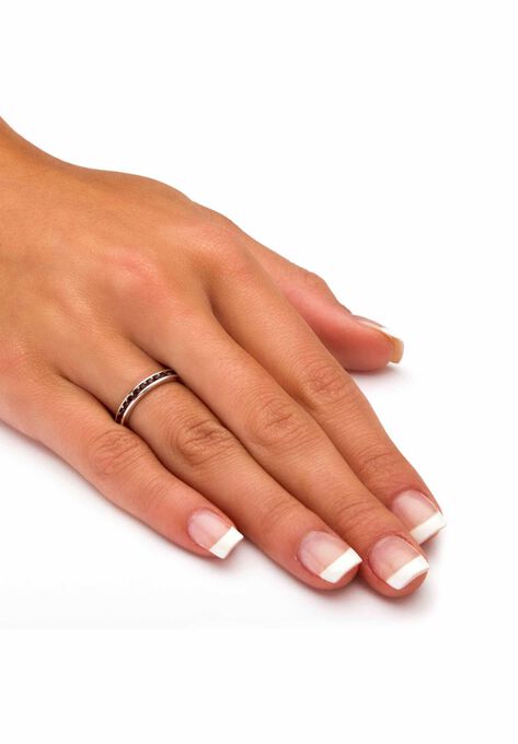 Sterling Silver Simulated Birthstone Stackable Eternity Ring, , alternate image number null