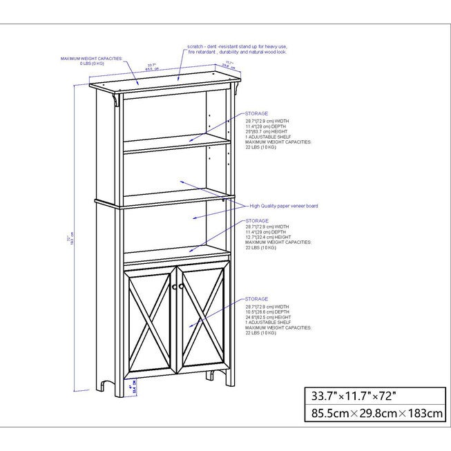 Hawksbury Bookcase With 2 Door Bookcase, , alternate image number null