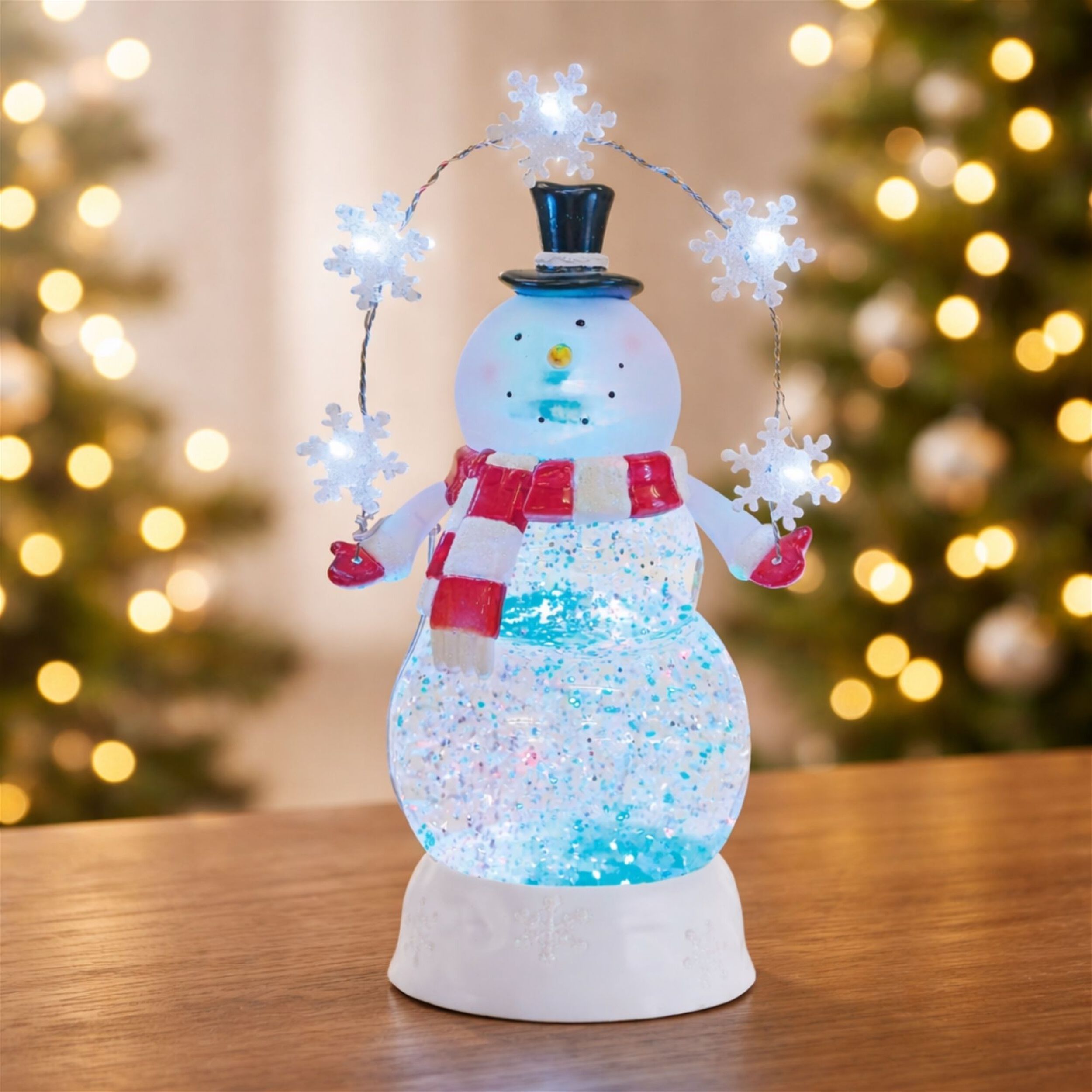 LED Snowman Snow Globe 9.5 inchesH, WHITE, alternate image number 3