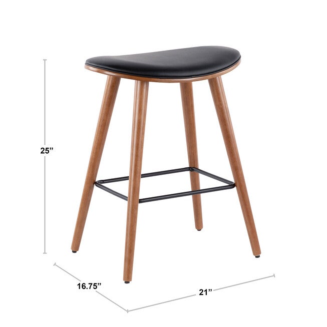Saddle 26 inches Mid-Century Modern Counter Stool - Set Of 2, , alternate image number 7