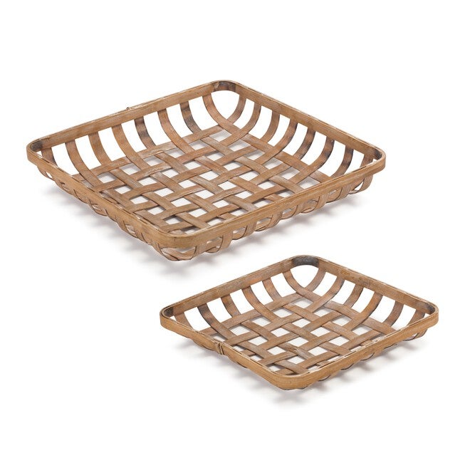 Tray (Set of 2) 13.5 inchesL x 2.25 inchesH, 17 inchesL x 3.25 inchesH Bamboo, BROWN, hi-res image number null