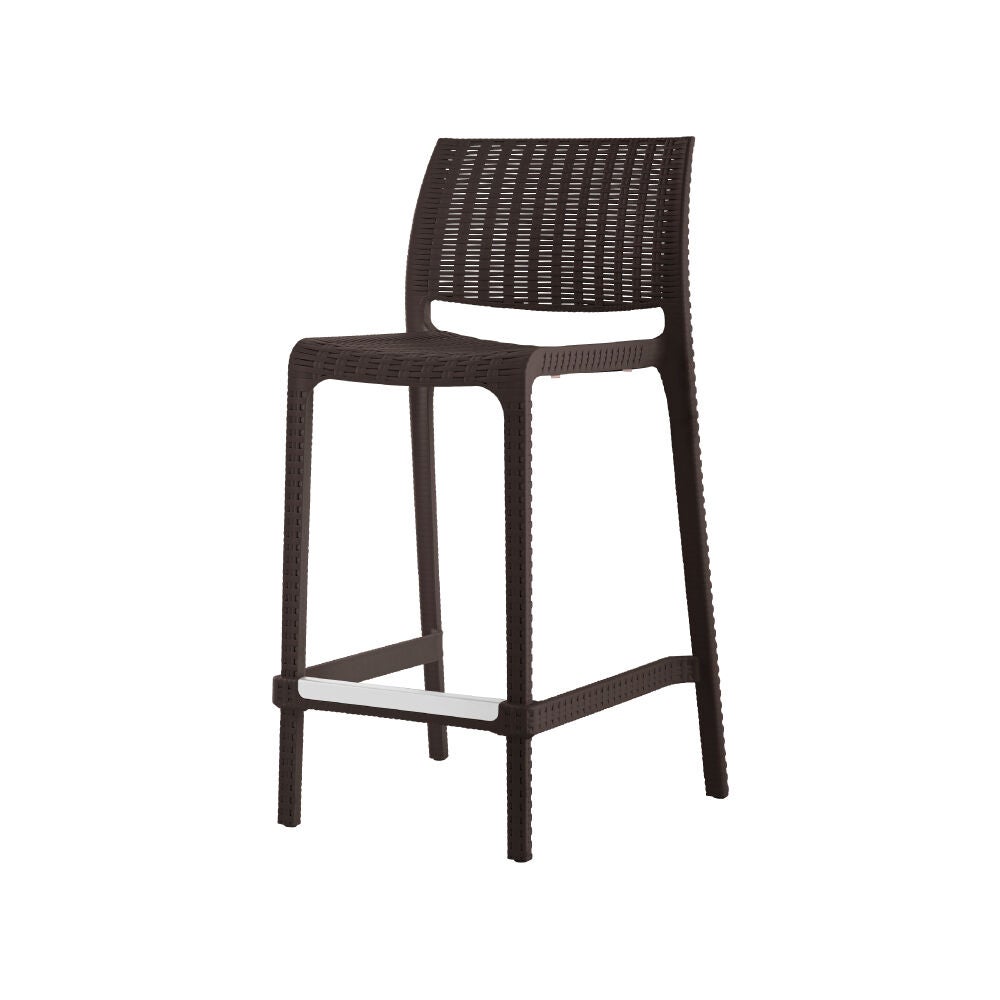 Set of 2 Rue Outdoor Stackable Counter Stool, BROWN, alternate image number 2