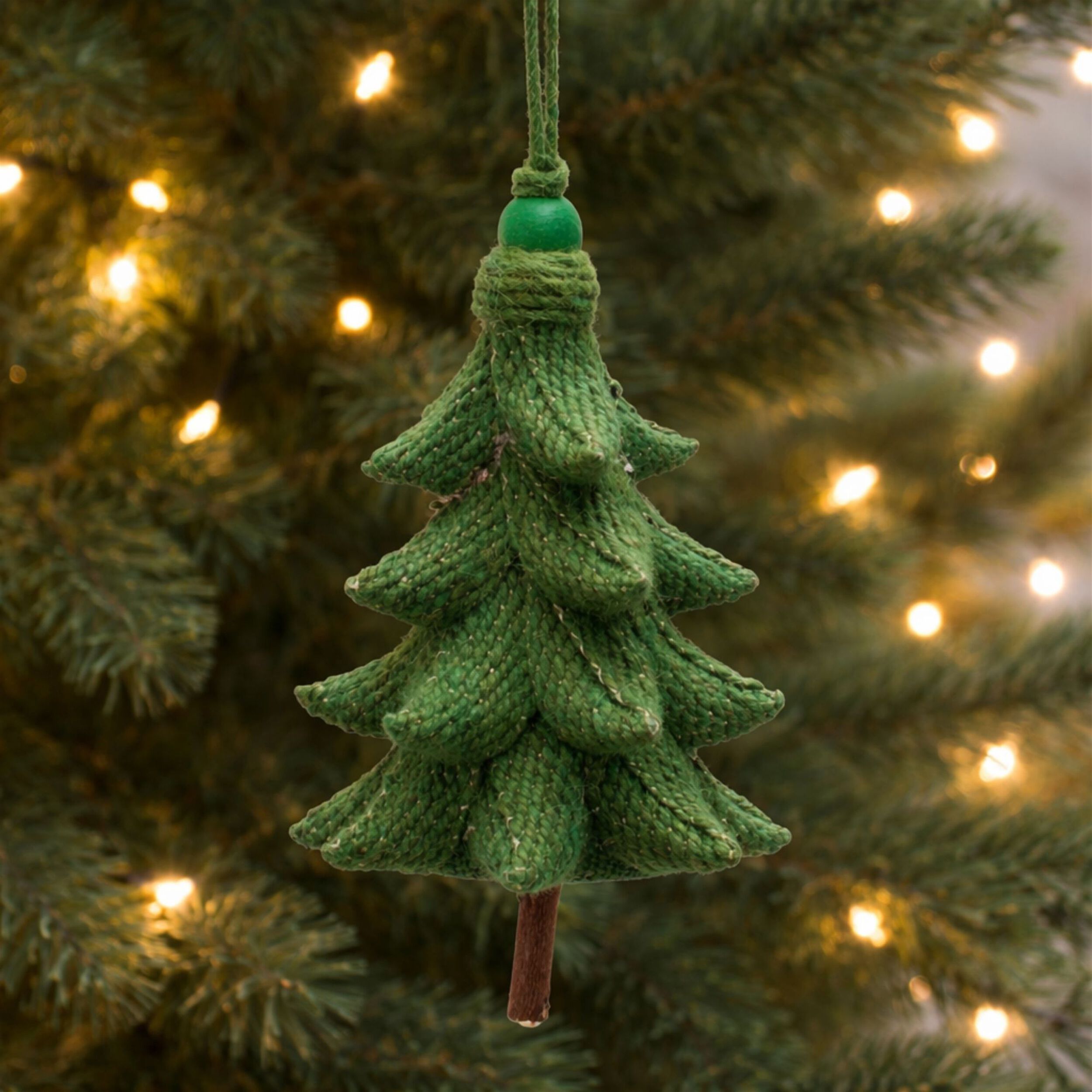Rustic Tree Ornaments (Set of 4), GREEN, alternate image number 1