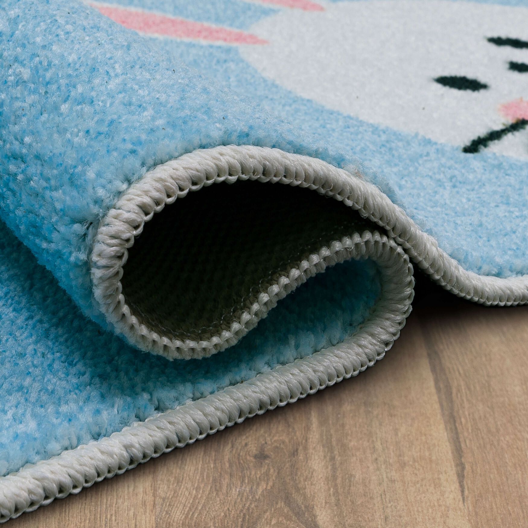 Hoppy Easter Bunny Light Blue Kitchen Rug, , alternate image number 5