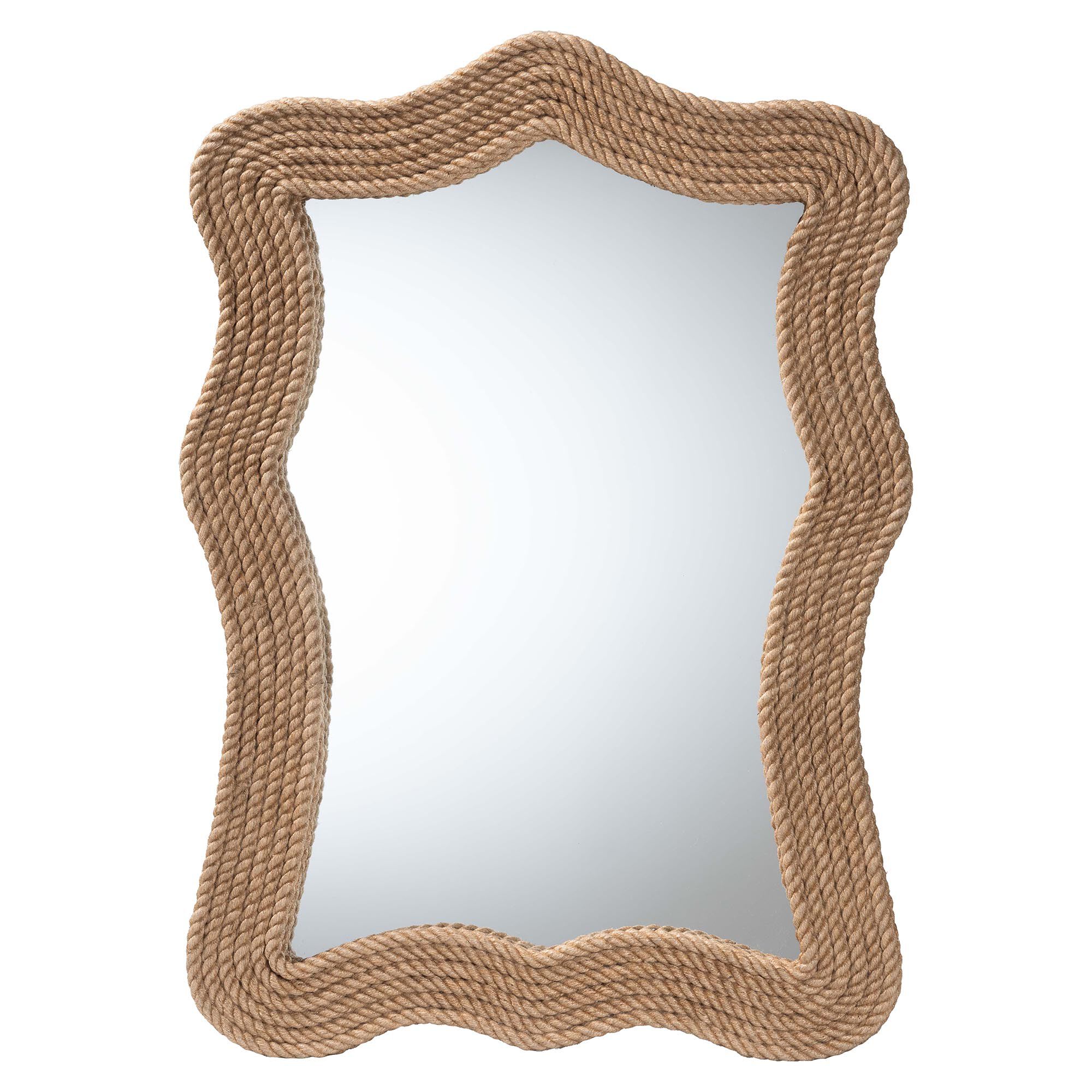 Quiana Coastal Woven Rope Accent Wall Mirror, BROWN, alternate image number 1