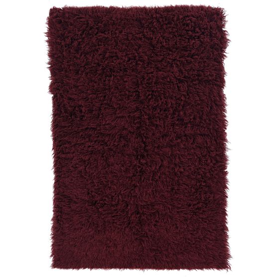 Flokati Burgundy Rug, BURGUNDY, hi-res image number null