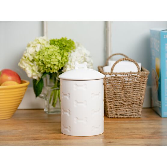 Manor White Pet Dog Cat Treat Jar 46 Oz, , on-hover image number null