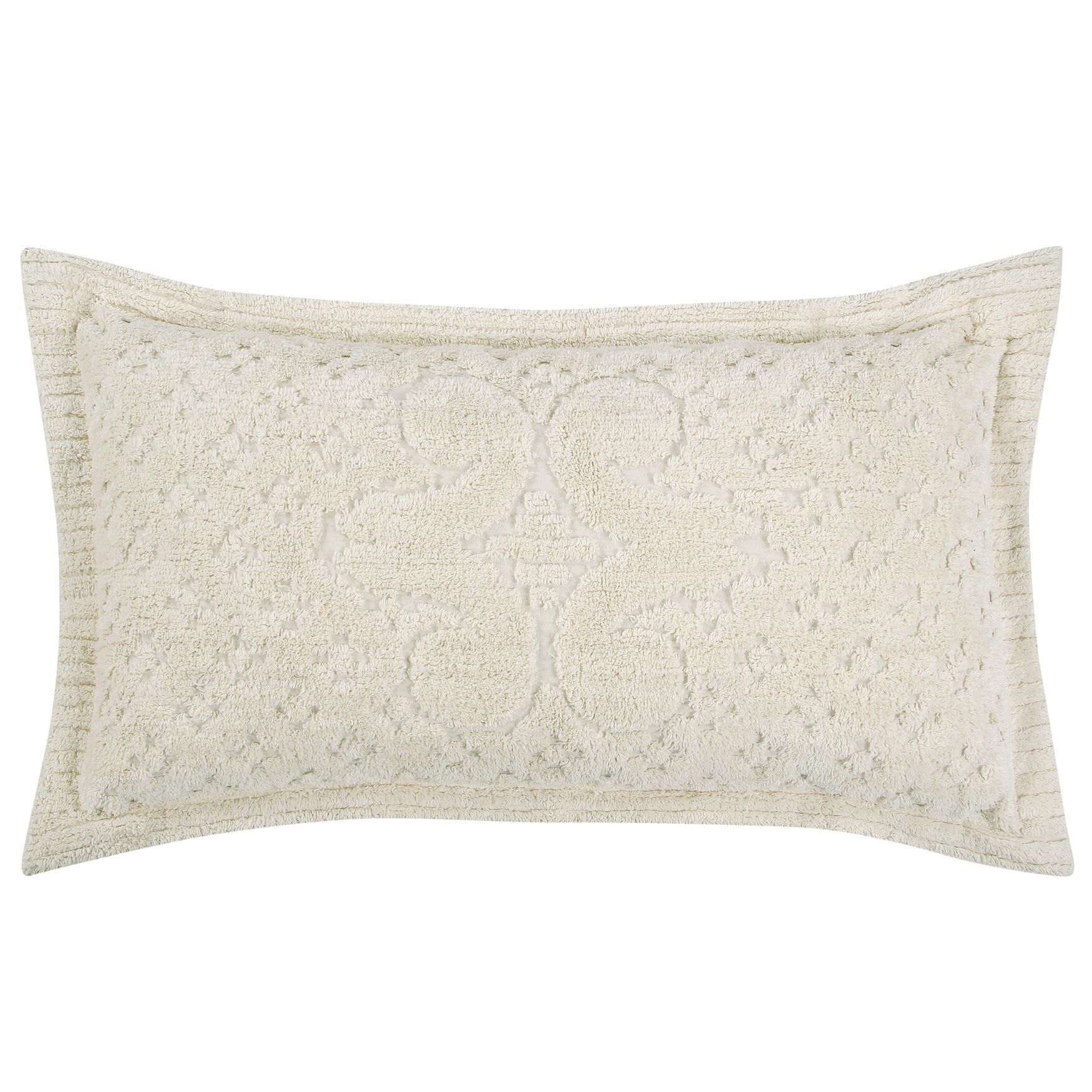 Ashton Collection Tufted Chenille Sham , IVORY, hi-res image number 0