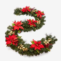 Pre-Lit Poinsettia Garland