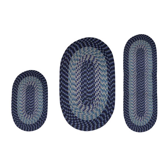 Alpine Braid Collection Reversible Indoor Area Rug, 3 Piece Set , NAVY STRIPE, hi-res image number null
