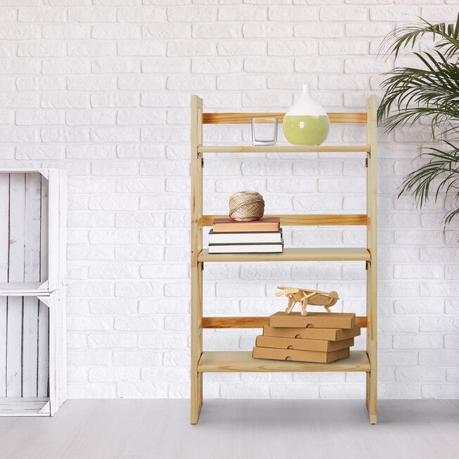 3-Shelf Folding Student Bookcase 20.75 inches Wide-Natural, , alternate image number null