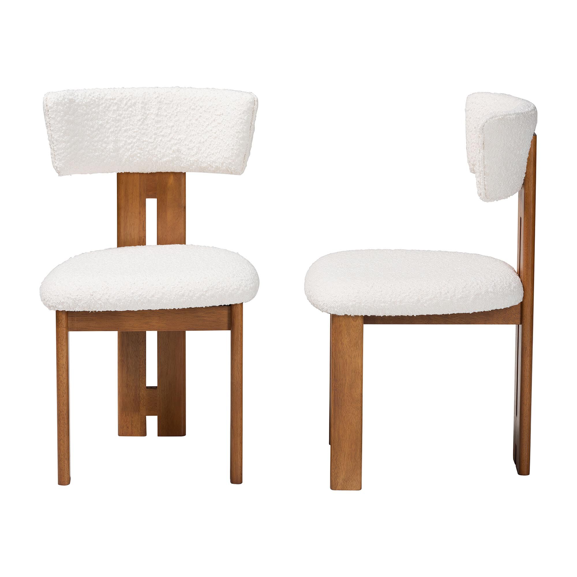Kyren Modern Cream Boucle Dining Chair, CREAM, alternate image number 3