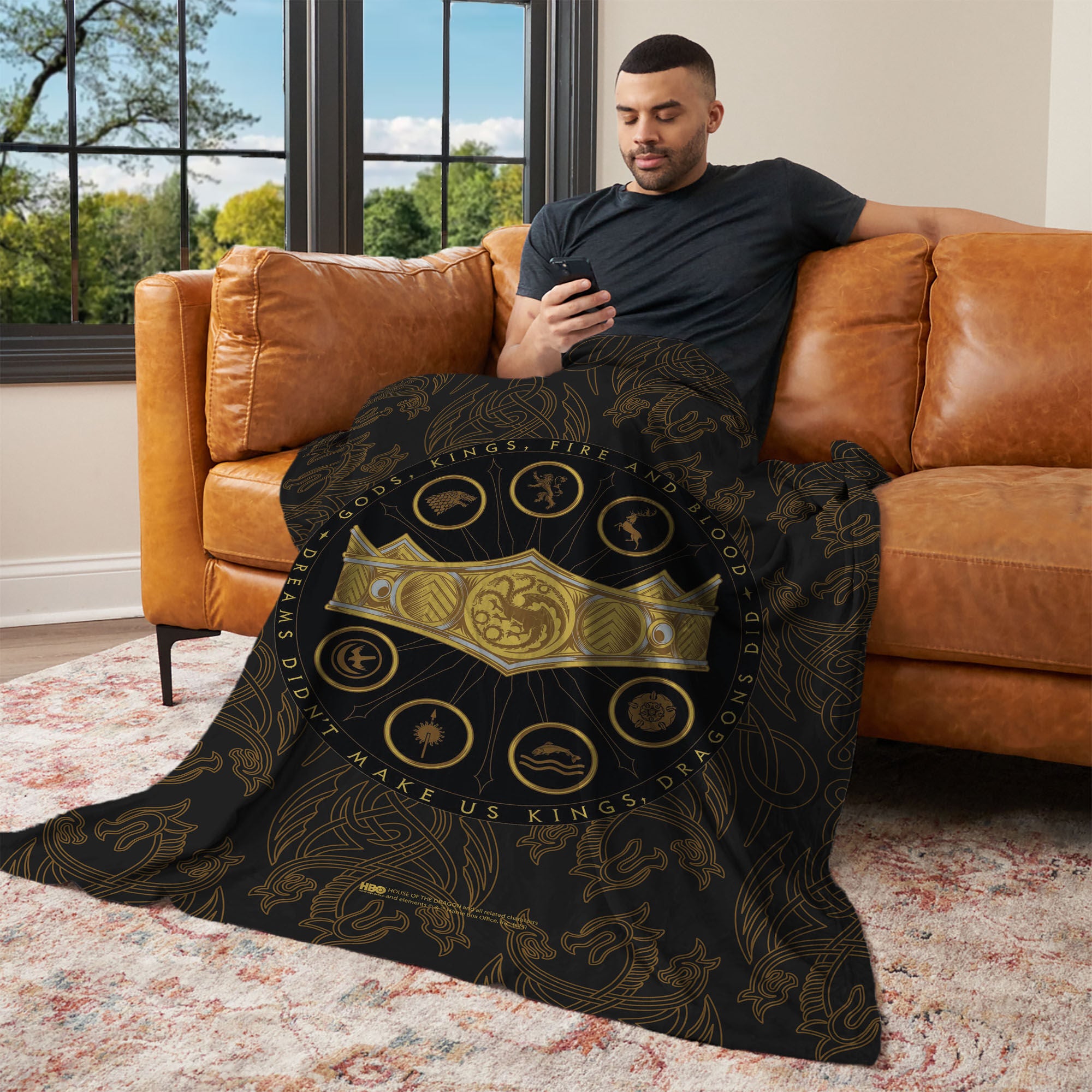 Warner Bros. House of the Dragon Dragons Did Silk Touch Throw Blanket 50x60 Inches, BROWN, alternate image number 2