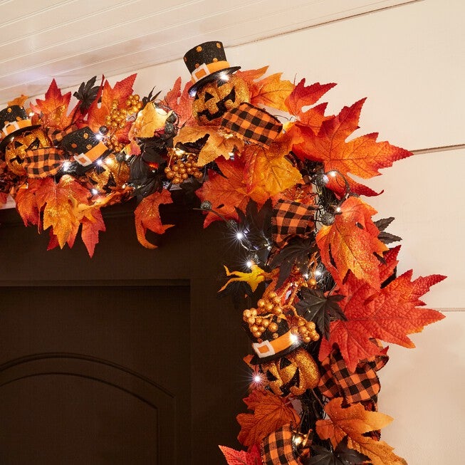 6' Pre-Lit Jack-O-Lantern Garland, , alternate image number null