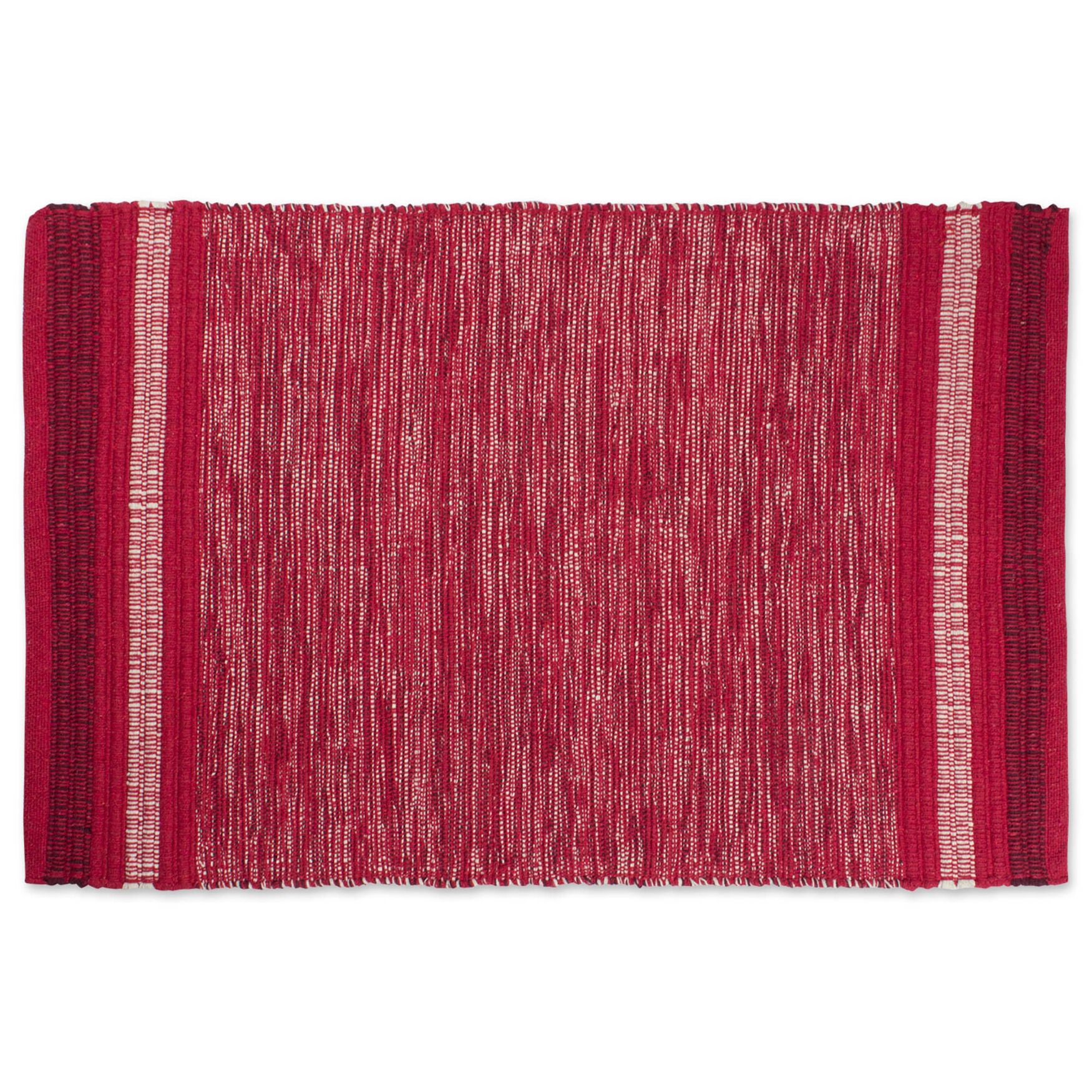 Variegated Red Handwoven Recycled Yarn Rug 2X3 Ft, RED, hi-res image number 0