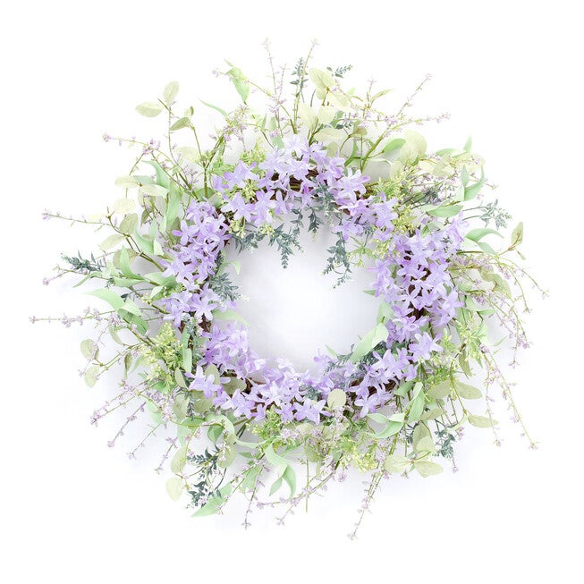 Mixed Floral And Lavender Wreath 24.5 inchesD, PURPLE, hi-res image number null