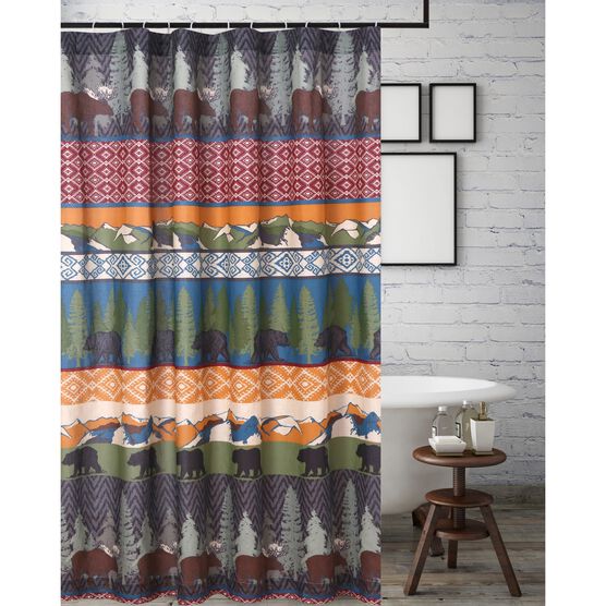 Black Bear Lodge Shower Curtain , MULTI, hi-res image number null