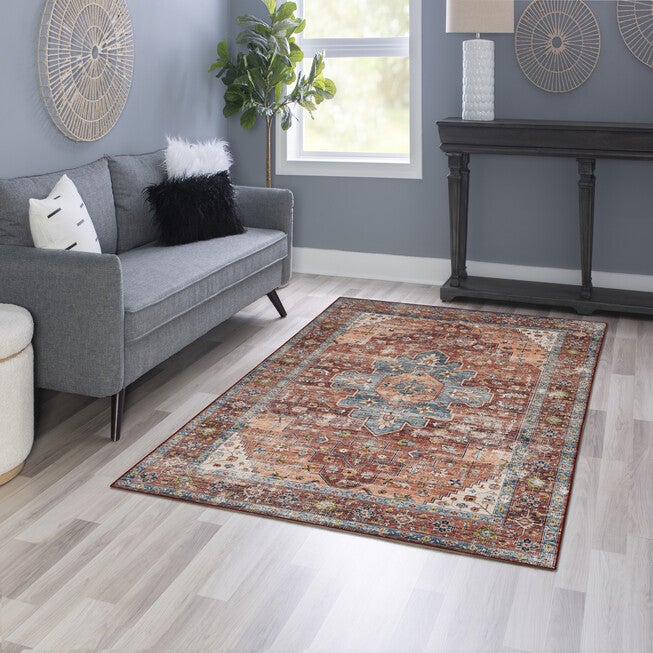 Washable Carter Rust/Ivory Rug, , alternate image number null