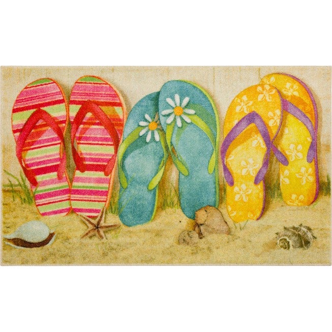 Flip Flops In Sand Multi Kitchen Rug, MULTI, hi-res image number null