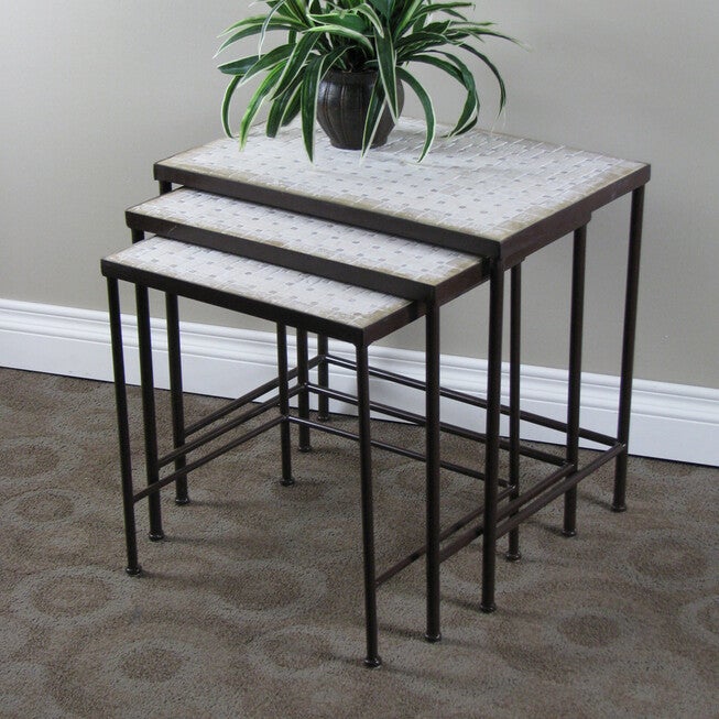 3-Pc. Travertine Nesting Tables , RUSTIC BRONZE, hi-res image number 0