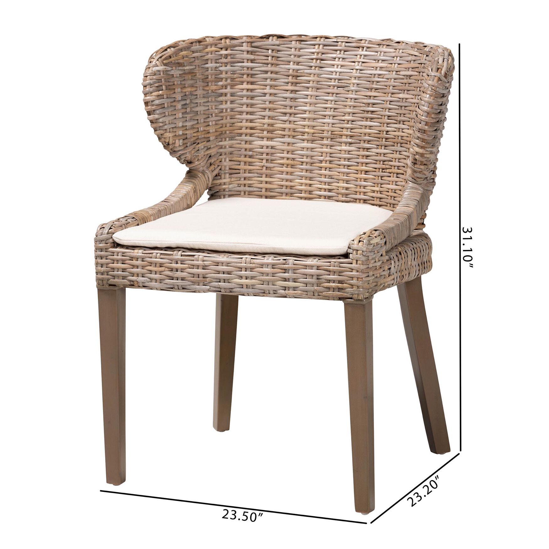 Niesha Bohemian Grey Natural Kubu Rattan And Mahogany Wood Dining Chair, , alternate image number 8