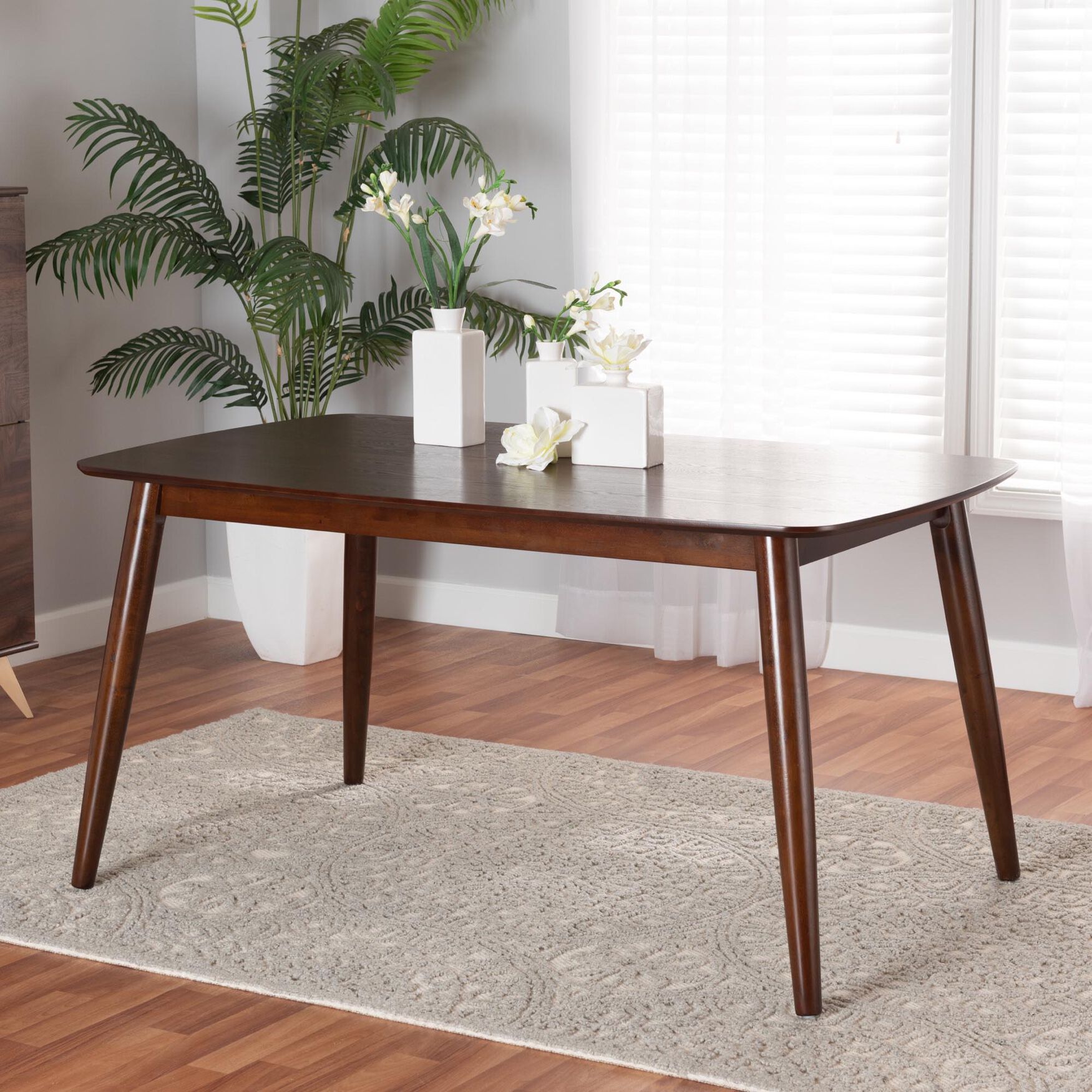 Flora Mid-Century Modern Black Finished Wood Dining Table, , alternate image number 6