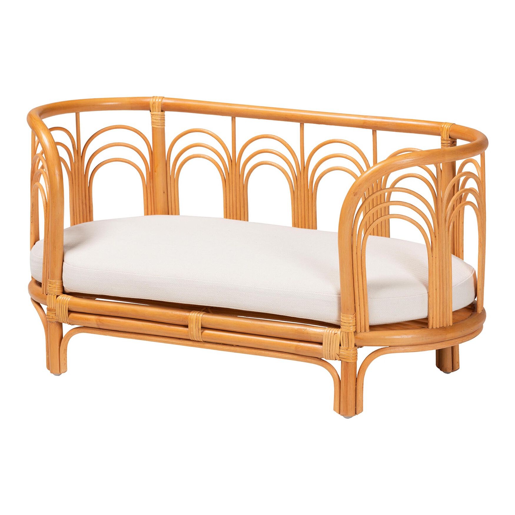 Nariko Bohemian Light Honey Rattan Pet Bed, LIGHT HONEY, hi-res image number 0