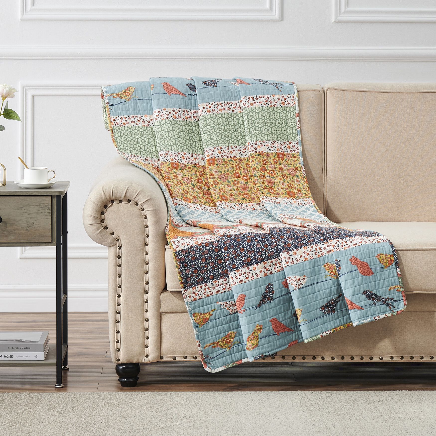 Penelope Throw Quilt, CALICO STRIPE, hi-res image number 0