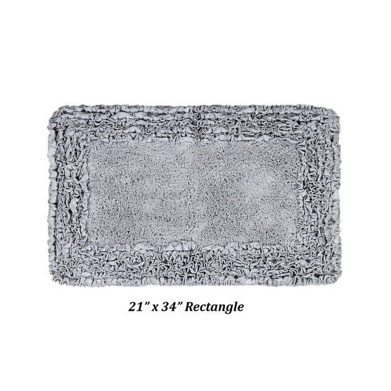 Shaggy Border Bath Rug Mat, 21" X 34", SILVER, hi-res image number null