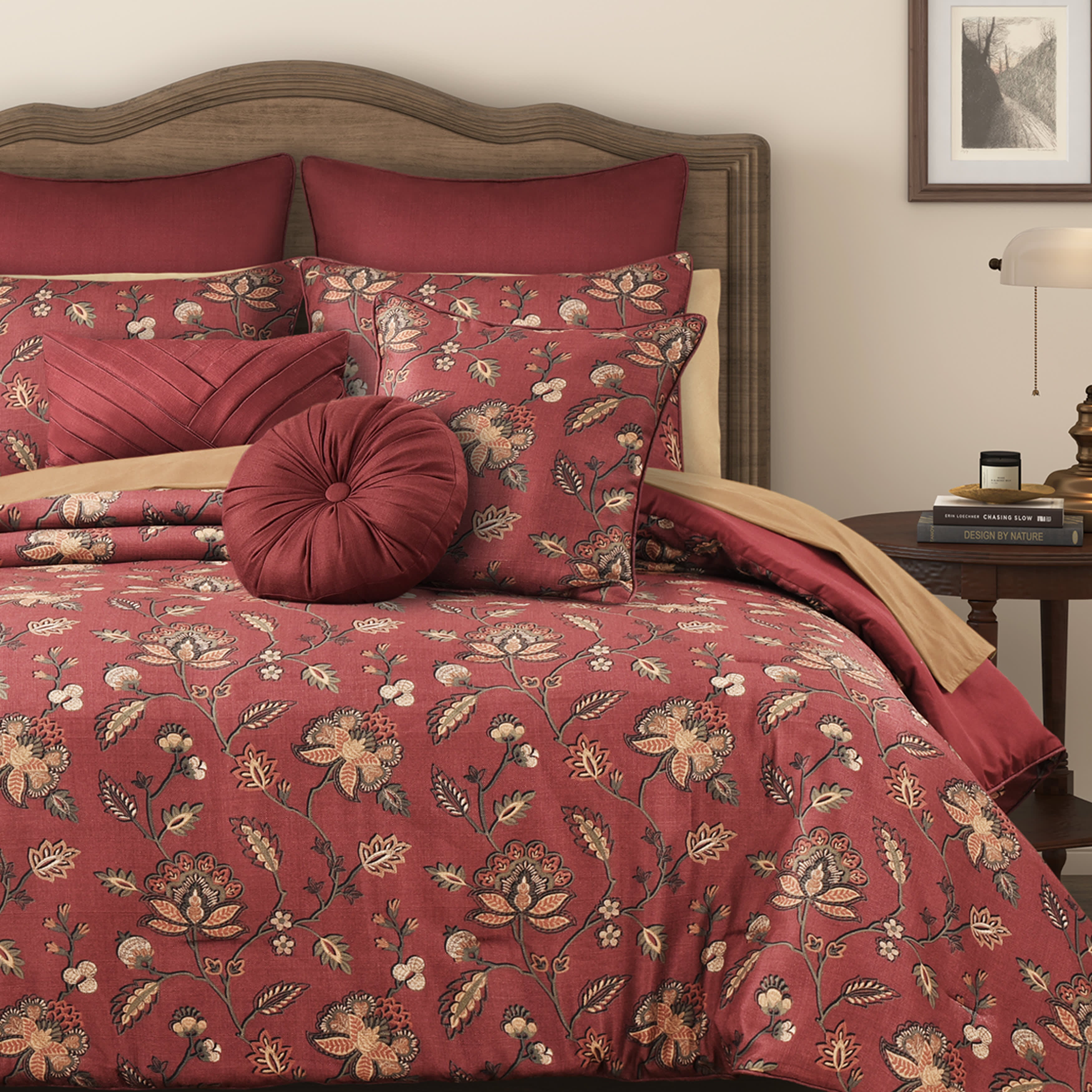 Bari 3 Piece Comforter Set, RED, alternate image number 1
