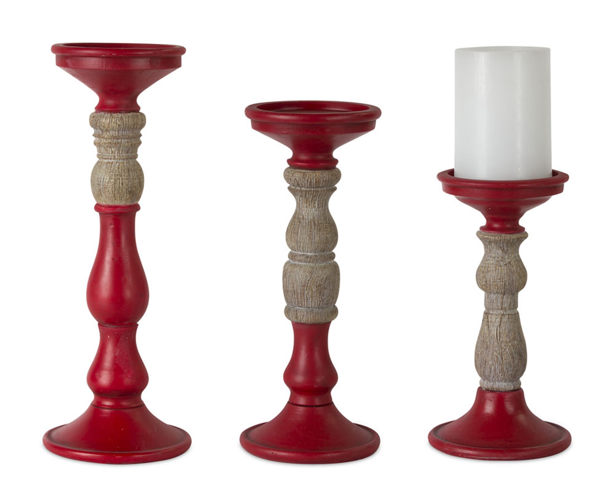 Candle Holder (Set of 3) 8.5 inchesH, 10.5 inchesH, 12.5 inchesH Resin, RED/BROWN, hi-res image number 0