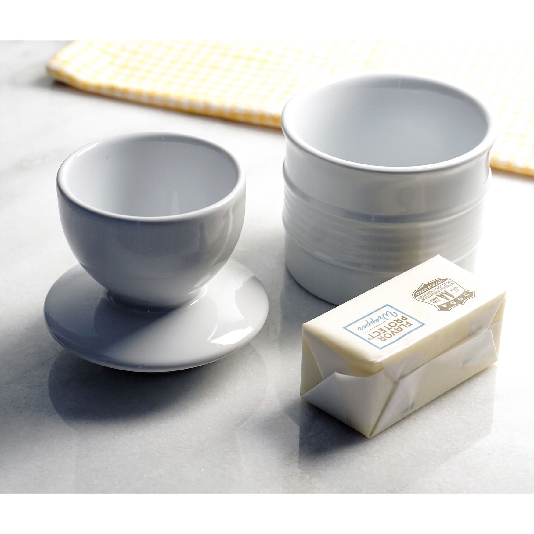 Stoneware Butter Pot - White, , on-hover image number 1