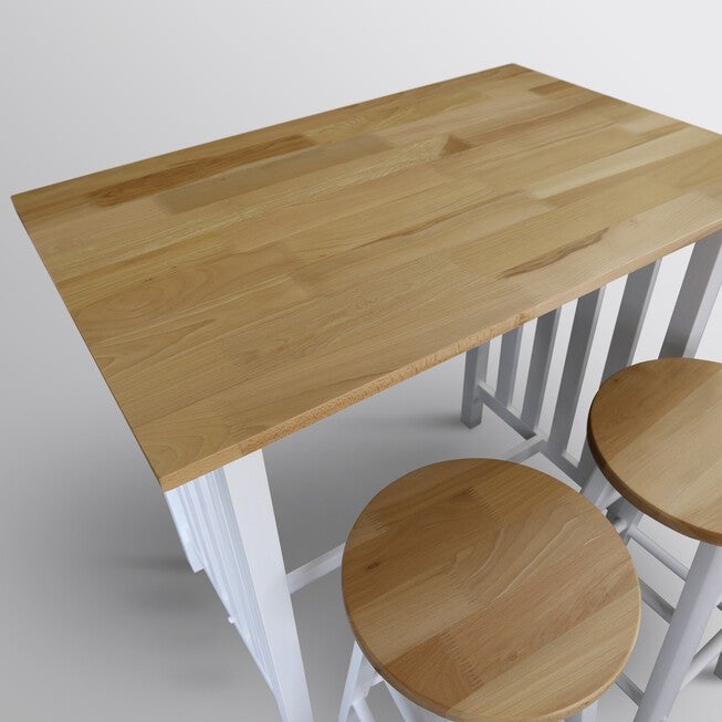 3pcs Breakfast Set made with Solid Wood-White, , alternate image number null