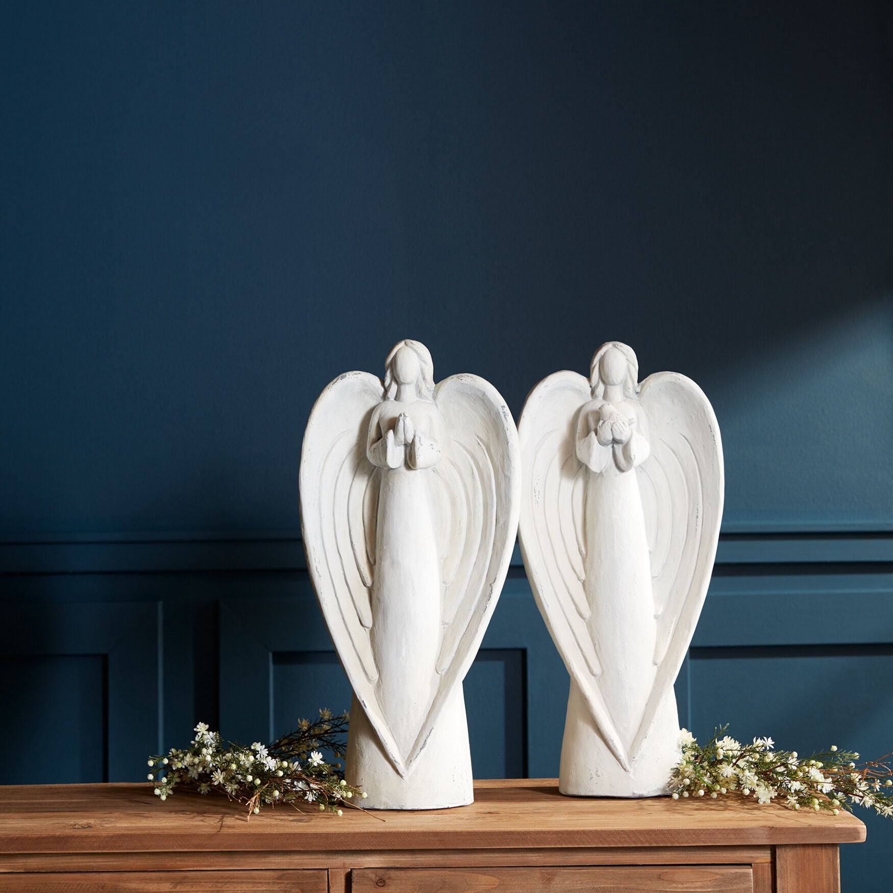 Stone Garden Angel Statue With Bird Accent (Set Of 2), , alternate image number 3