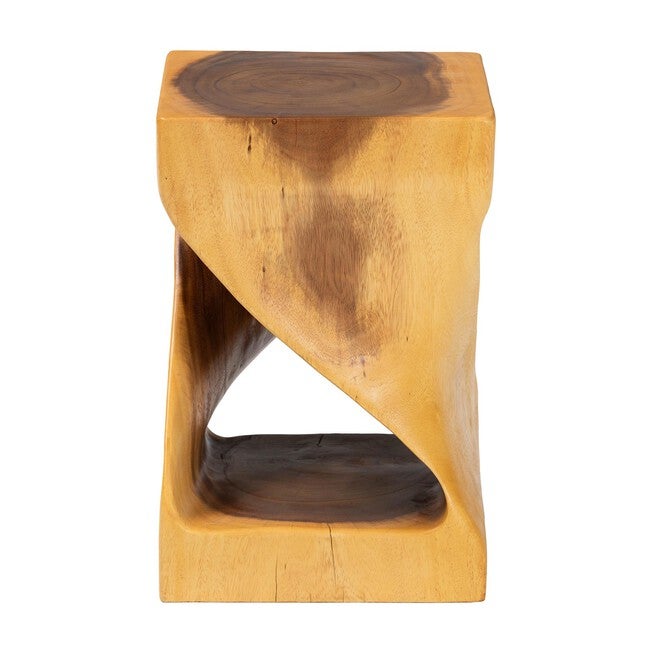 Rapha Hand-carved Suar Wood Side Table, NATURAL BROWN, alternate image number null