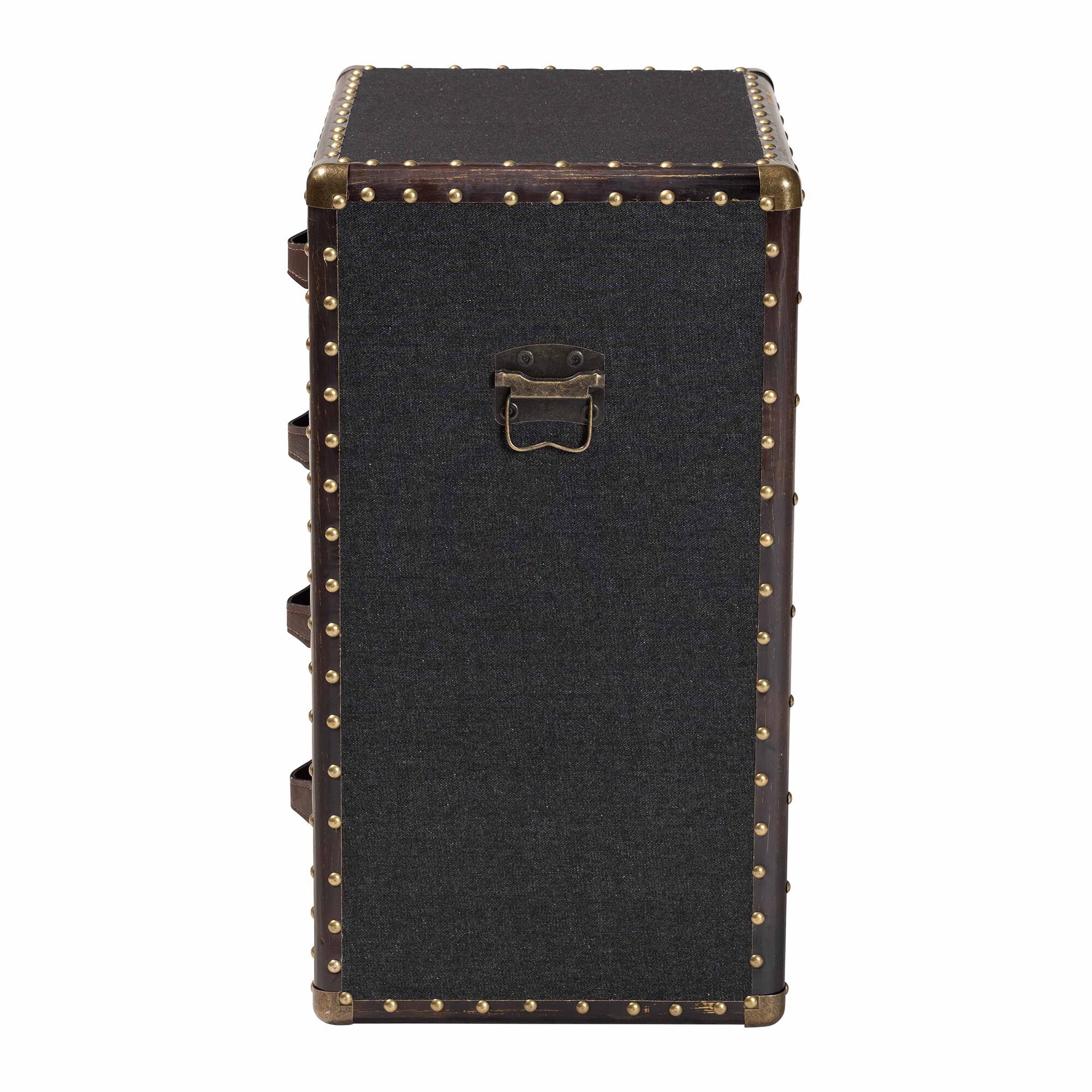 Jaelyn Vintage Black Canvas 4-Drawer End Table, BLACK, alternate image number 4