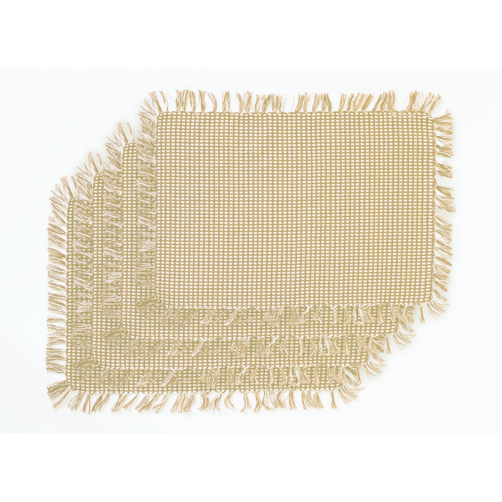 HOMESPUN FRINGED Placemats 4 PK13X19, ECRU, hi-res image number 0