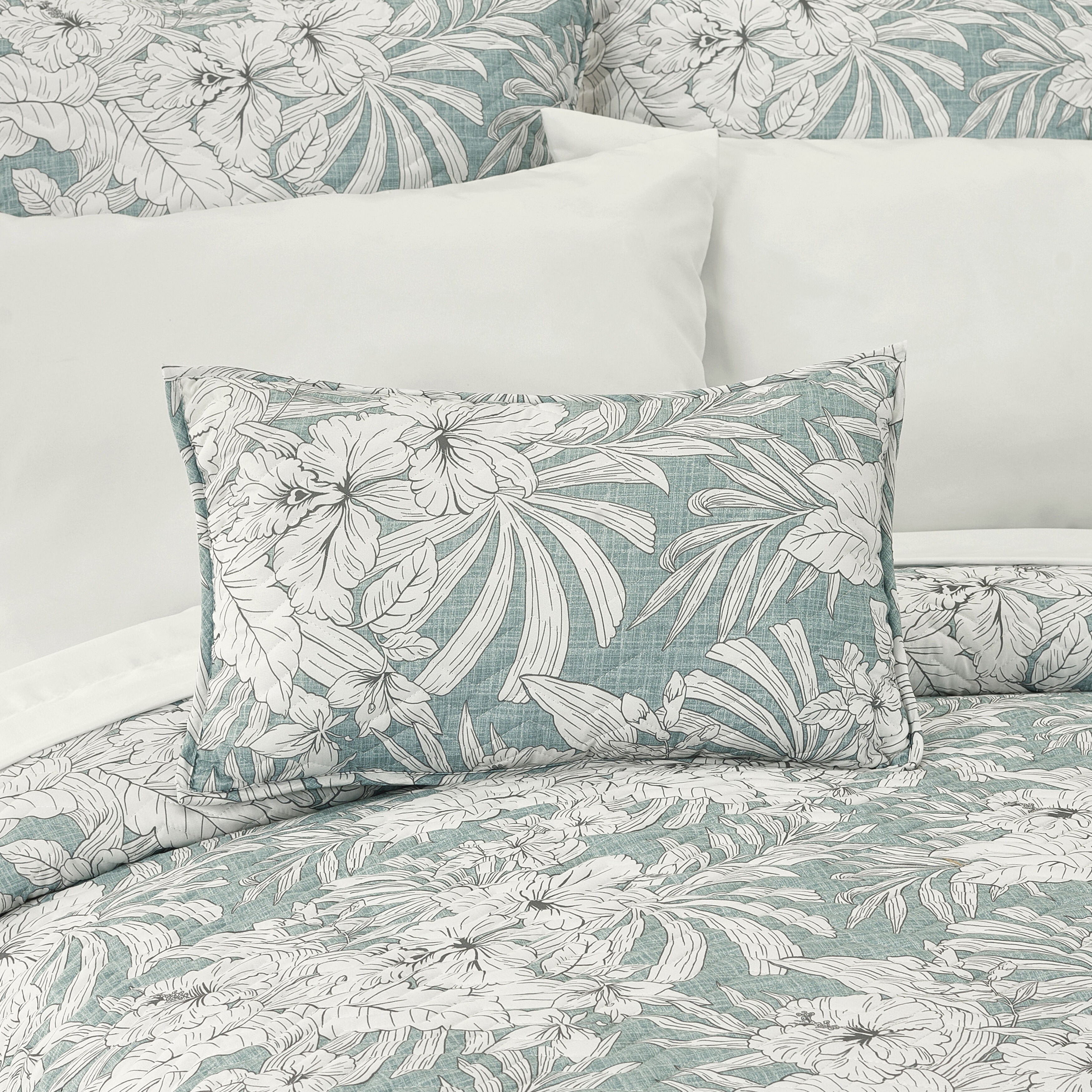 Auckland Quilted Boudoir Decorative Throw Pillow, AQUA, hi-res image number 0